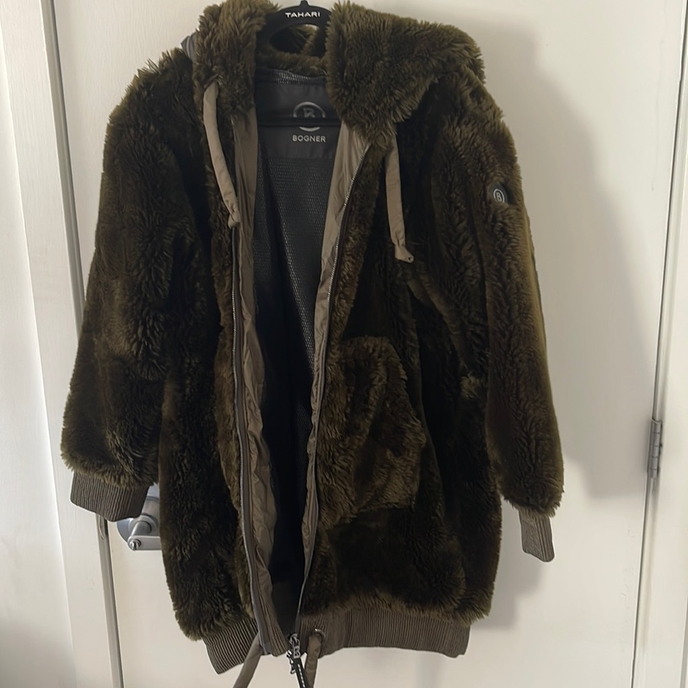 BOGNER jacket in perfect condition!! Faux fur military green